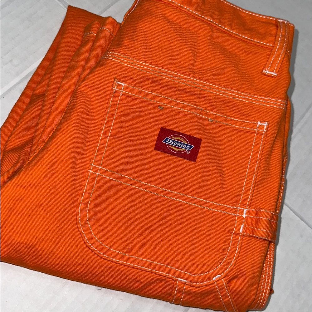 Dickies Orange Carpenter Straight Leg Pants Womens Junior Size 0/24 Retro Boho